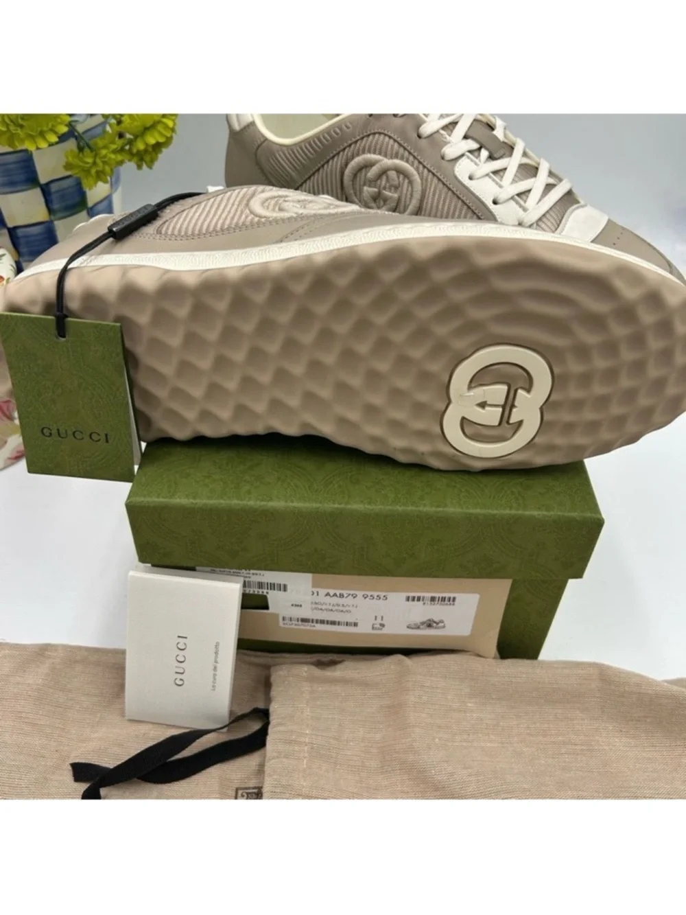 Men’s Gucci MAC 80 low top leather sneakers size 11 fits 11.5 US made in Italy